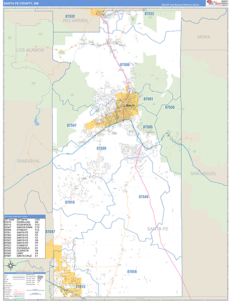 Santa Fe County, NM Zip Code Map